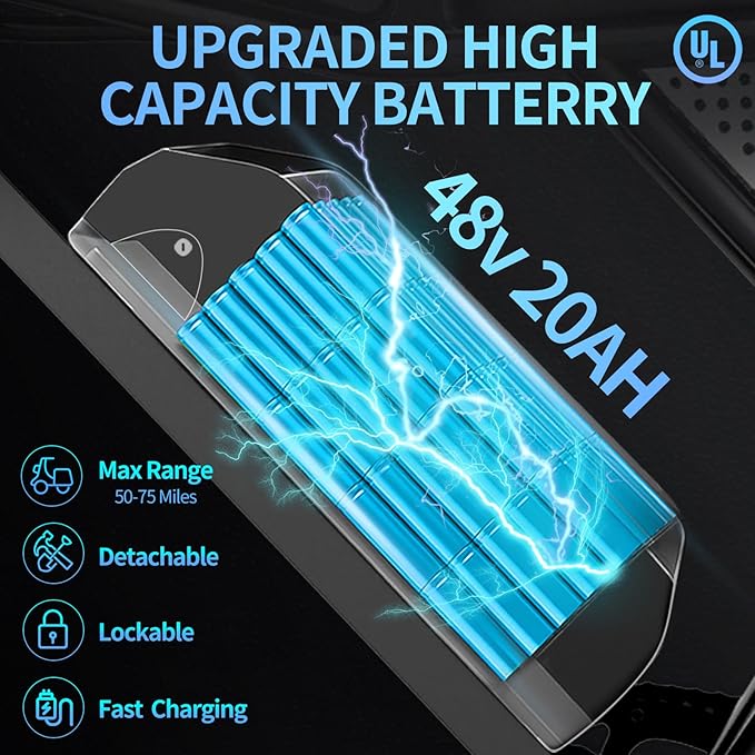 YVY Electric Bike, 48V 20Ah/52V 40Ah Removable Battery