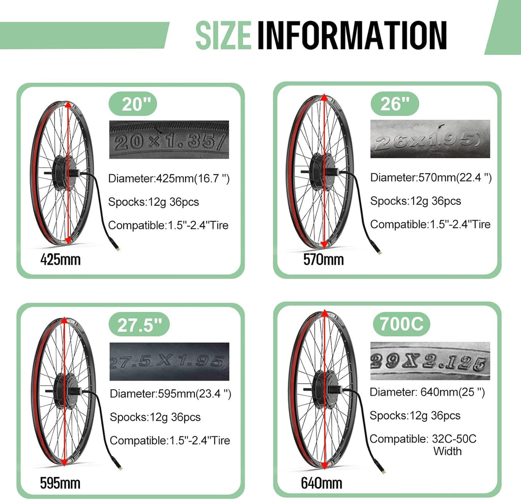 Bafang 48V 500W 750W Ebike Conversion Kit - Rear Hub Motor