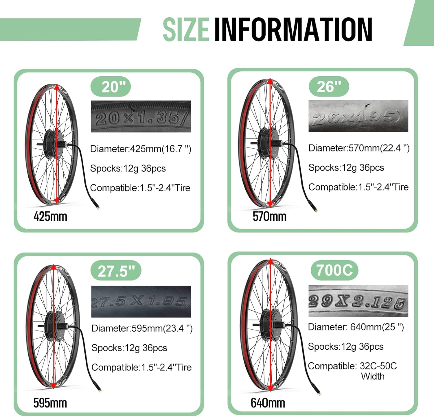 Bafang 48V 500W 750W Ebike Conversion Kit - Rear Hub Motor