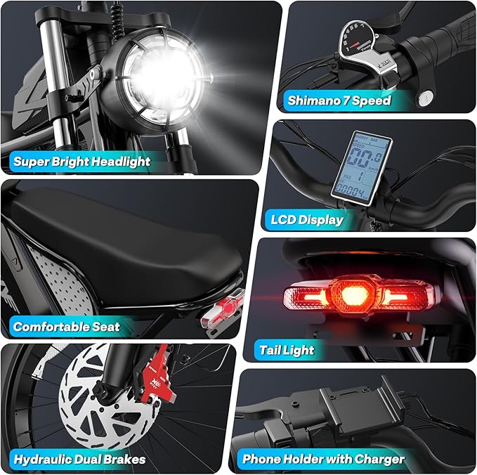 YVY Electric Bike, 48V 20Ah/52V 40Ah Removable Battery