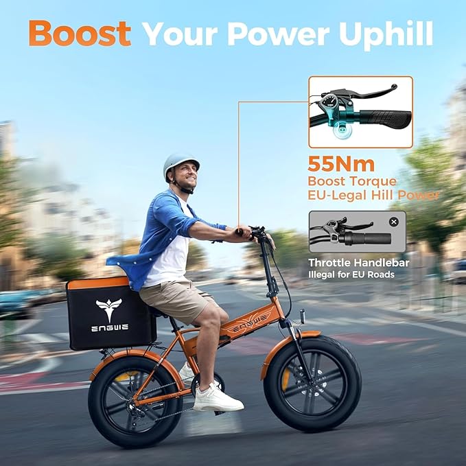 ENGWE EP-2 BOOST Folding Electric Bike,20‘×4.0’ Fat Tire 7-Speed Electric Bicycle 48V 13Ah Removable Battery, 50-120 km Range E-bike for Every Terrain & MTB & Beach & Snow