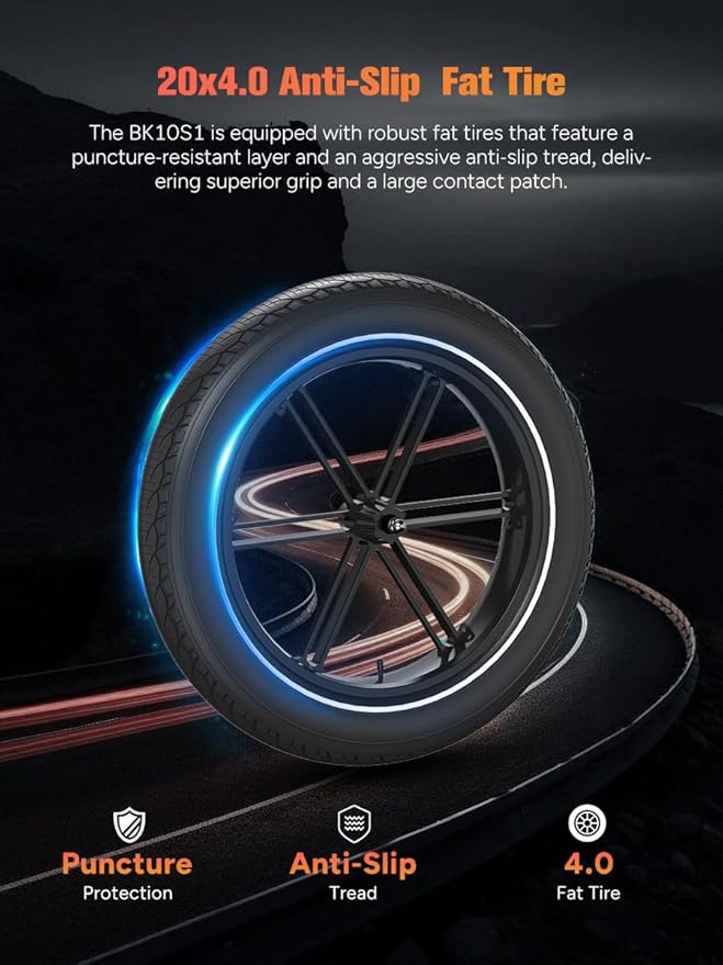 HITWAY Fat Tyre Electric Bike, Off-Road E-MTB Range 60-120km, Folding Electric Bicycle