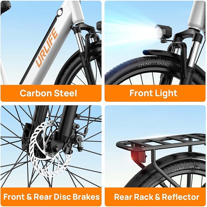 URLIFE 26" Electric Bikes for Adults, Mountain Bike with LCD Display, 36V 13AH Removable Battery 250W Powerful Motor, 7-Speed Derailleur 80KM Max Range