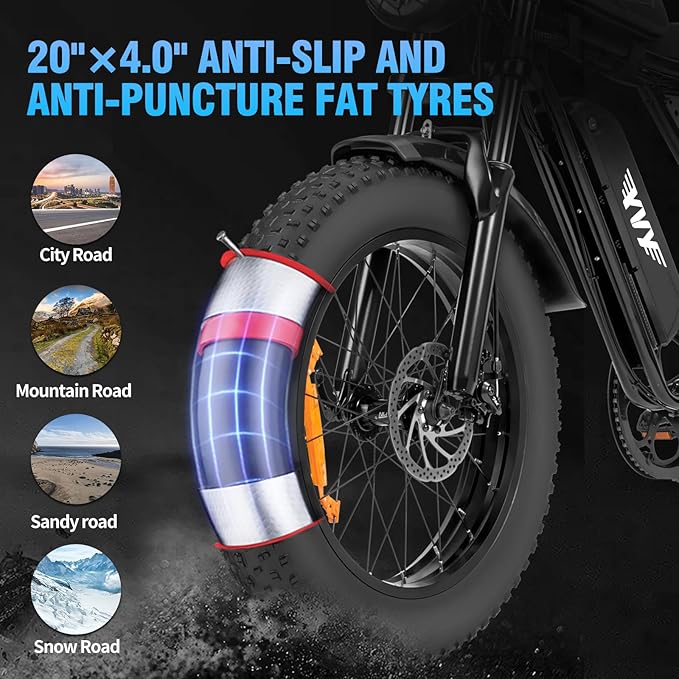 YVY Electric Bike, 48V 20Ah/52V 40Ah Removable Battery