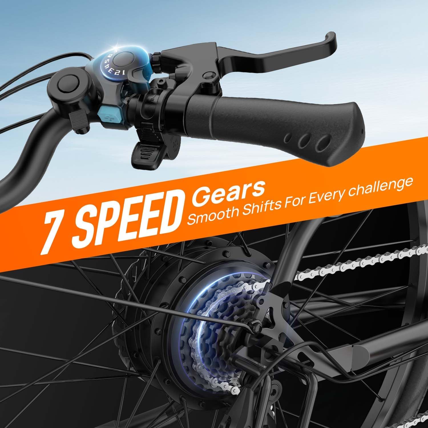 URLIFE 26" Electric Bikes for Adults, Mountain Bike with LCD Display, 36V 13AH Removable Battery 250W Powerful Motor, 7-Speed Derailleur 80KM Max Range