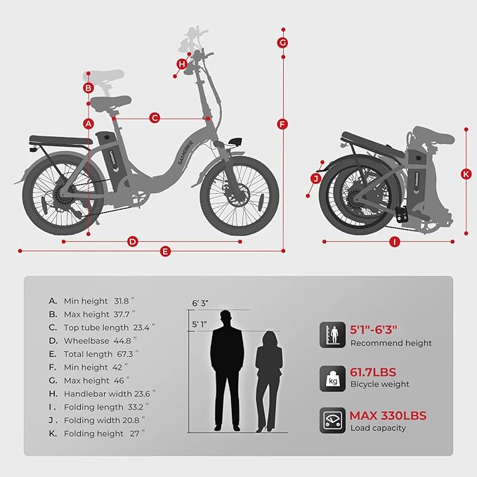 SAMEBIKE Electric Bike, Folding Adult Electric Mountain Bike