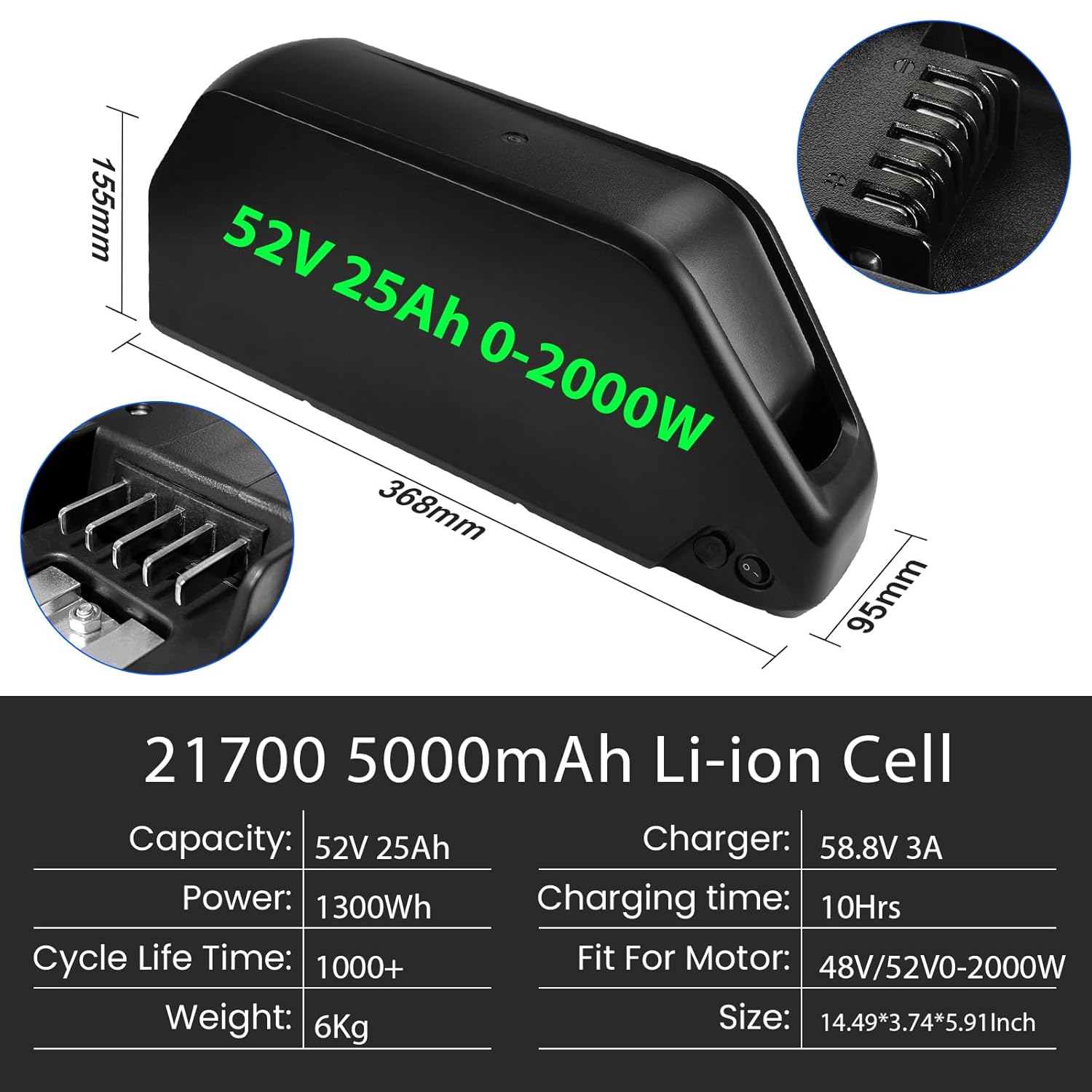 48V & 52V 2000W Ebike Conversion Kit with Battery