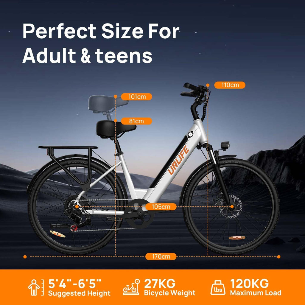 URLIFE 26" Electric Bikes for Adults, Mountain Bike with LCD Display, 36V 13AH Removable Battery 250W Powerful Motor, 7-Speed Derailleur 80KM Max Range