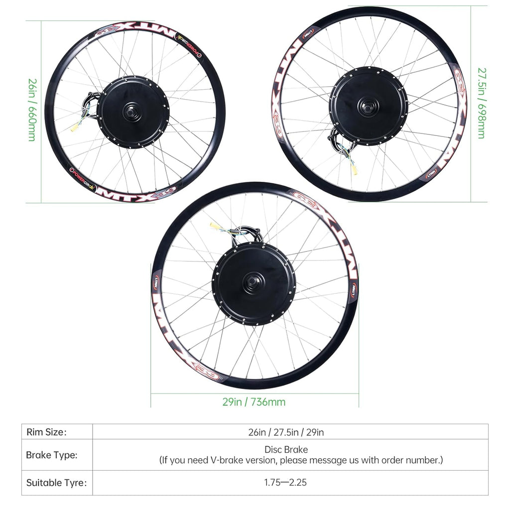 48V & 52V 2000W Ebike Conversion Kit with Battery