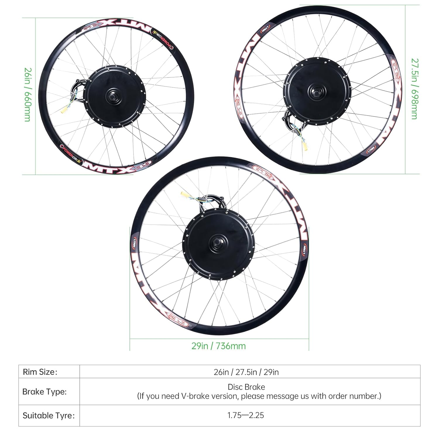 48V & 52V 2000W Ebike Conversion Kit with Battery
