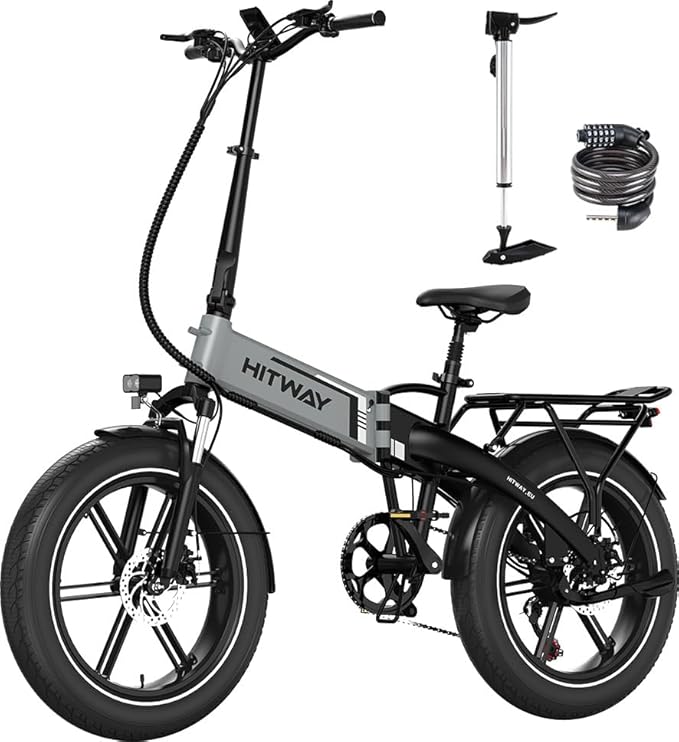 HITWAY Fat Tyre Electric Bike, Off-Road E-MTB Range 60-120km, Folding Electric Bicycle